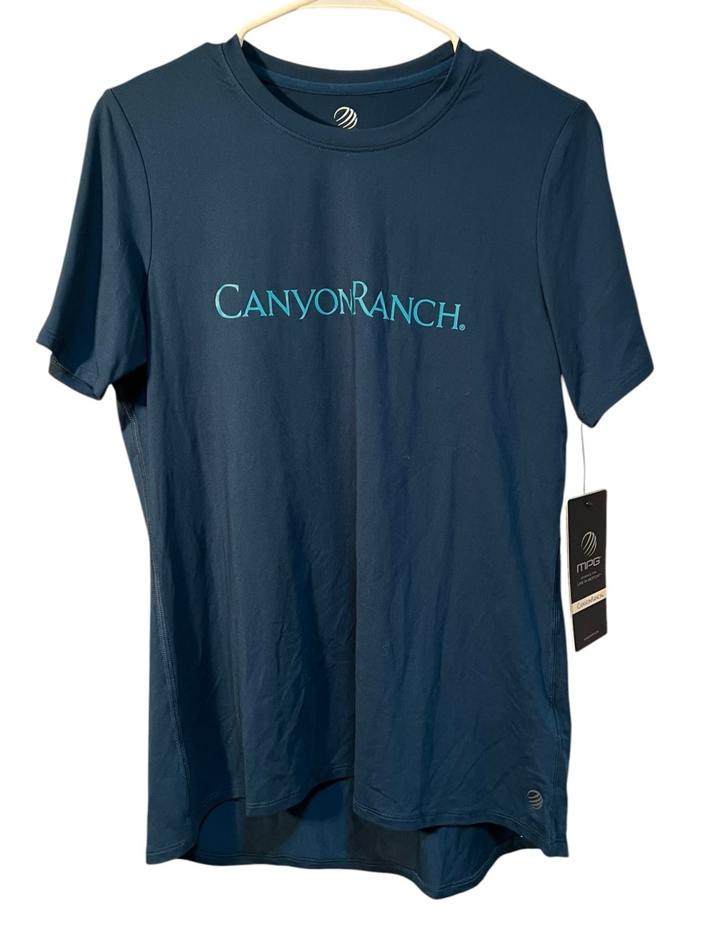 MPG Canyon Ranch Unisex Size Small Athletic T-Shirt 40 Years Teal Blue Short Slv